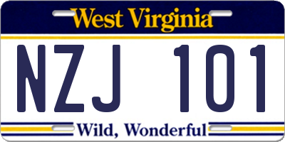 WV license plate NZJ101