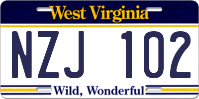 WV license plate NZJ102