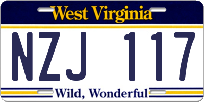 WV license plate NZJ117