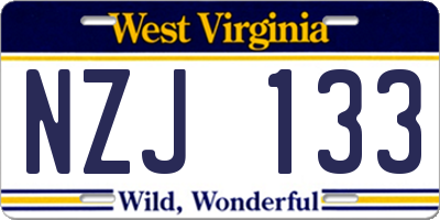 WV license plate NZJ133