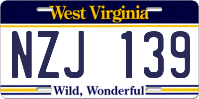 WV license plate NZJ139