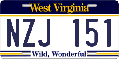 WV license plate NZJ151
