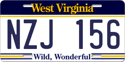 WV license plate NZJ156