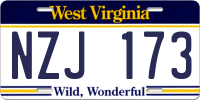 WV license plate NZJ173
