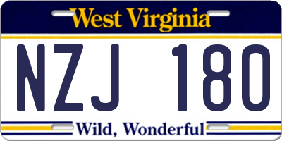 WV license plate NZJ180