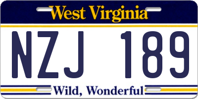WV license plate NZJ189