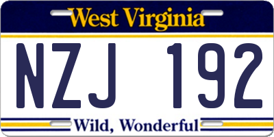WV license plate NZJ192