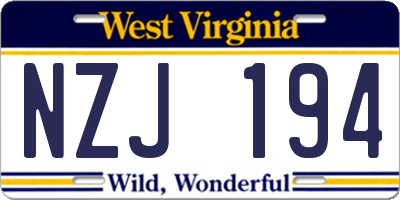 WV license plate NZJ194