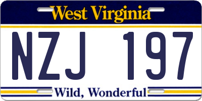 WV license plate NZJ197