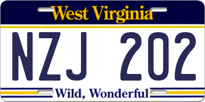 WV license plate NZJ202