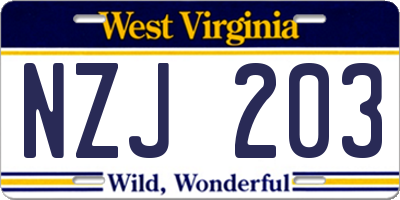 WV license plate NZJ203