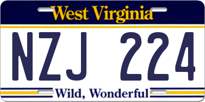 WV license plate NZJ224