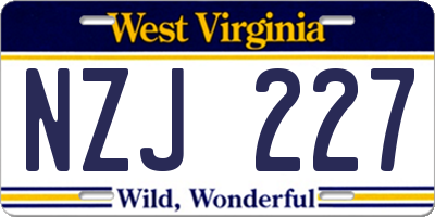 WV license plate NZJ227