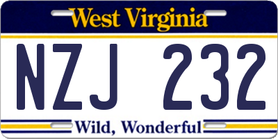 WV license plate NZJ232