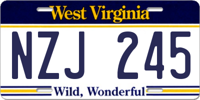 WV license plate NZJ245