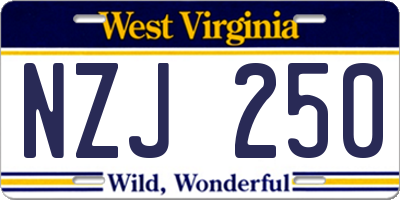WV license plate NZJ250