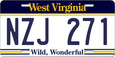 WV license plate NZJ271