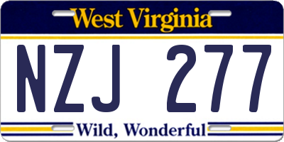 WV license plate NZJ277