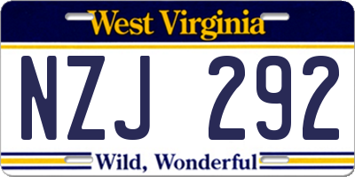 WV license plate NZJ292