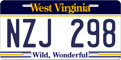 WV license plate NZJ298