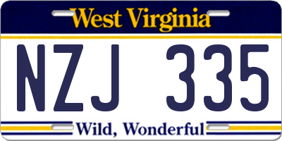 WV license plate NZJ335