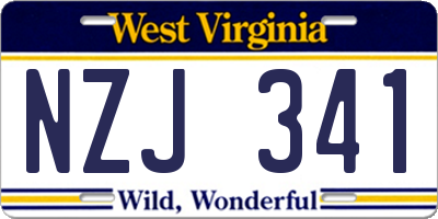 WV license plate NZJ341