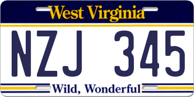 WV license plate NZJ345