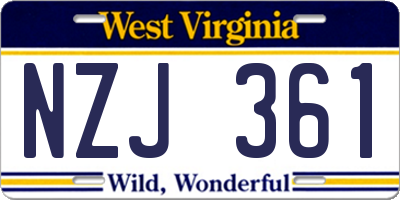 WV license plate NZJ361