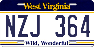 WV license plate NZJ364