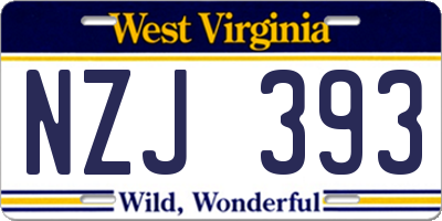 WV license plate NZJ393