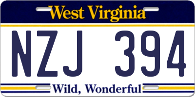WV license plate NZJ394