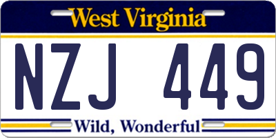 WV license plate NZJ449