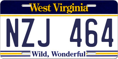 WV license plate NZJ464