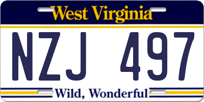WV license plate NZJ497