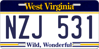 WV license plate NZJ531