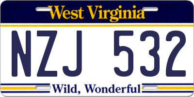 WV license plate NZJ532