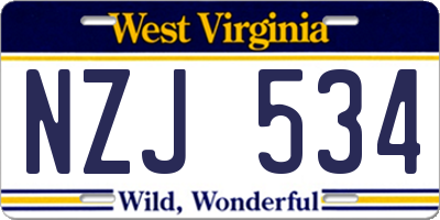 WV license plate NZJ534