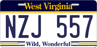WV license plate NZJ557