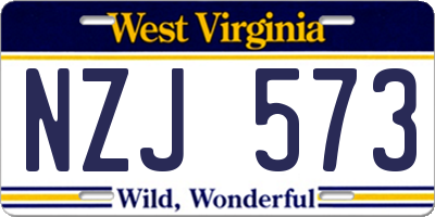 WV license plate NZJ573