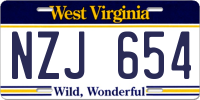 WV license plate NZJ654