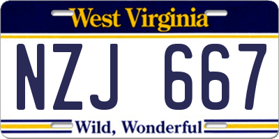 WV license plate NZJ667