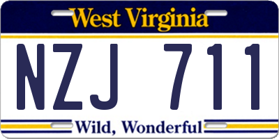 WV license plate NZJ711