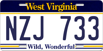WV license plate NZJ733