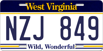 WV license plate NZJ849