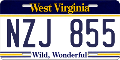 WV license plate NZJ855