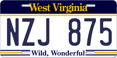 WV license plate NZJ875