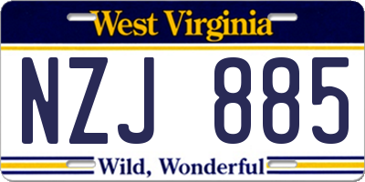 WV license plate NZJ885