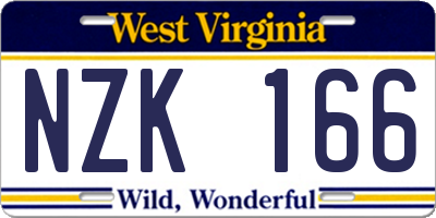 WV license plate NZK166