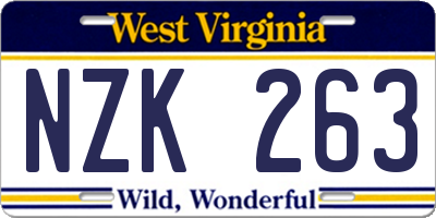 WV license plate NZK263