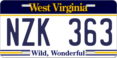 WV license plate NZK363
